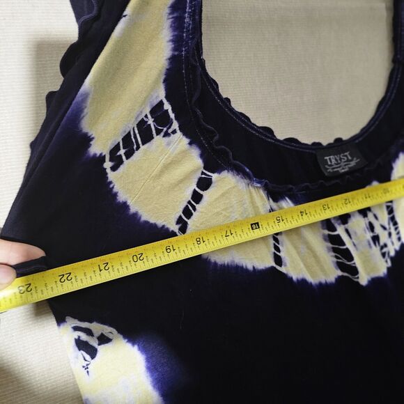 TRYST by Matthew Peasant Tie Dye Blouse Womens Small Purple Yellow Bohemian Chic - Picture 4 of 6